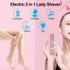 Rechargeable 2 in 1 Hair Remover Trimmer For Women, Electric Flawless Facial Machine Razor, Painless Eyebrow Removal Shaver Lip Chin Bikini Fuzz Mustache